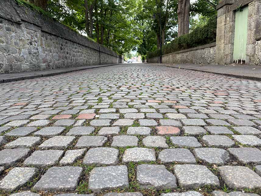Middle of Cobbled road - Old Aberdeen