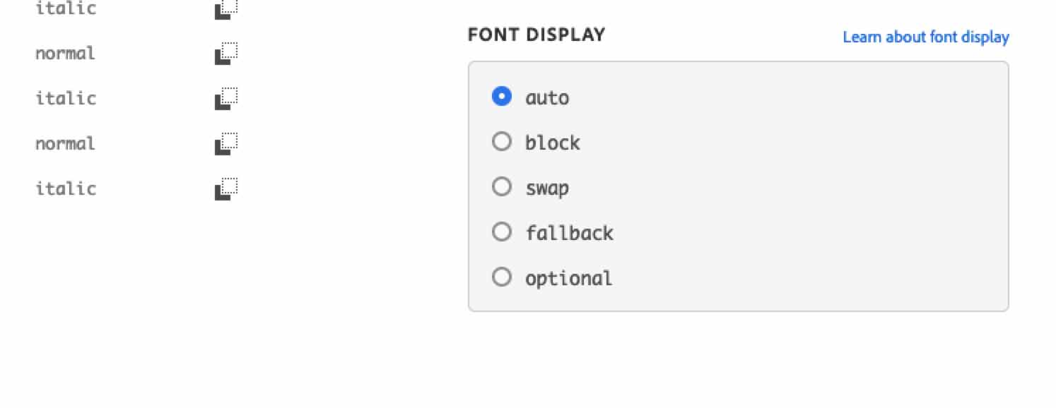 Display Swap on Adobe Fonts