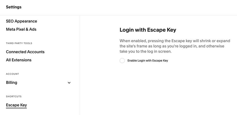 escape key keyboard Squarespace