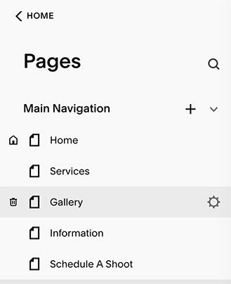 Navigate to Pages within Squarespace