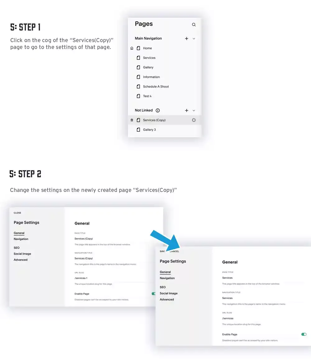 Renaming Squarespace page