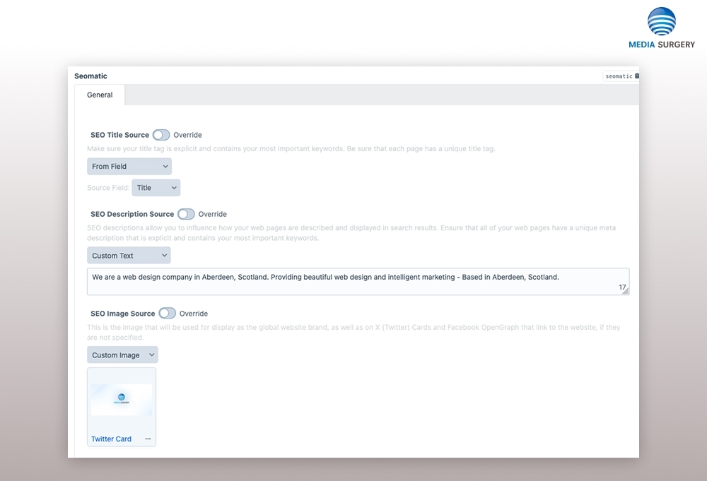 SEOmatic custom fields