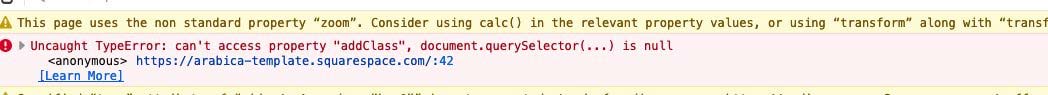 Javascript error Screenshot